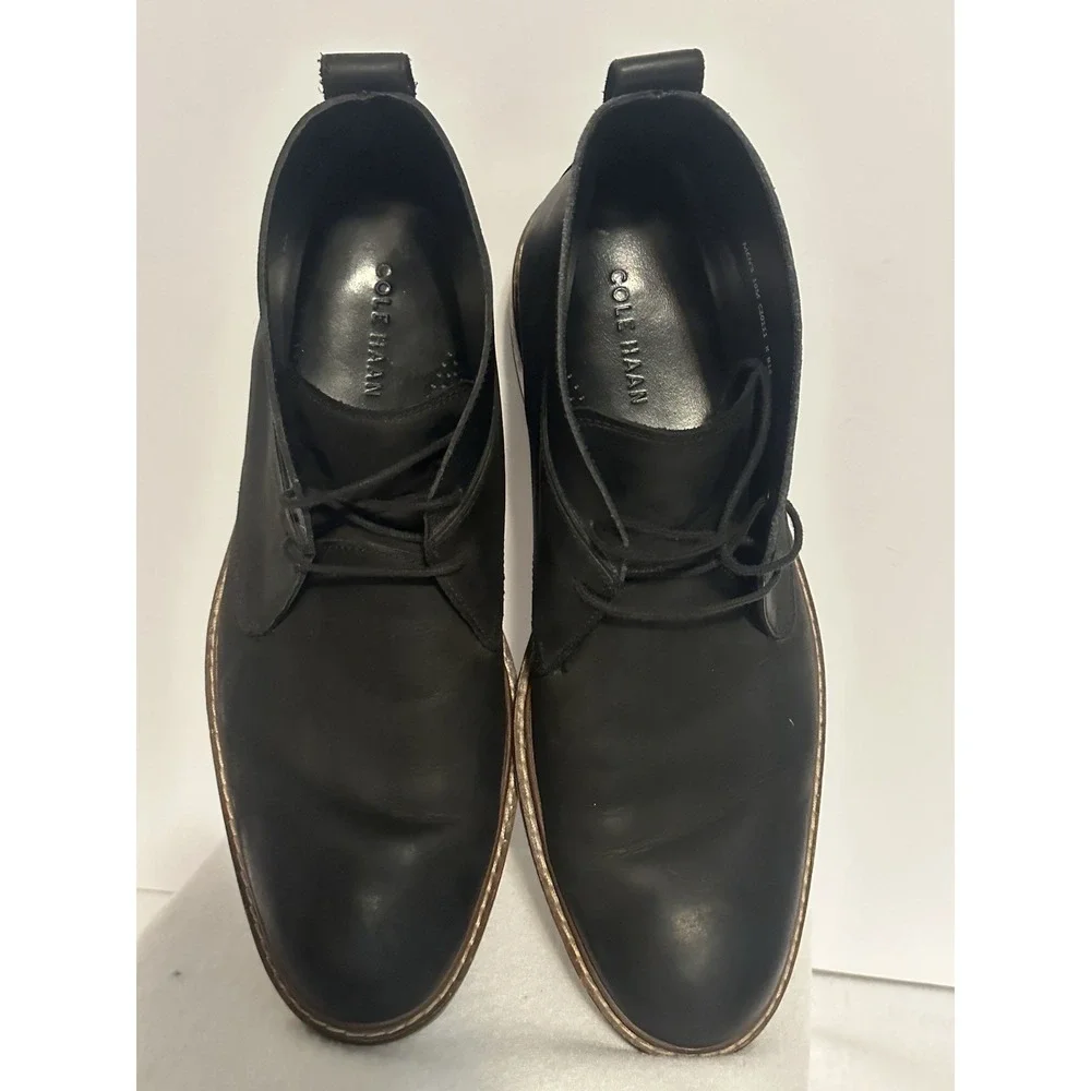 COLE HAAN Colton Chukka Boots Black Leather C20111 Men's Size 10 M Leather